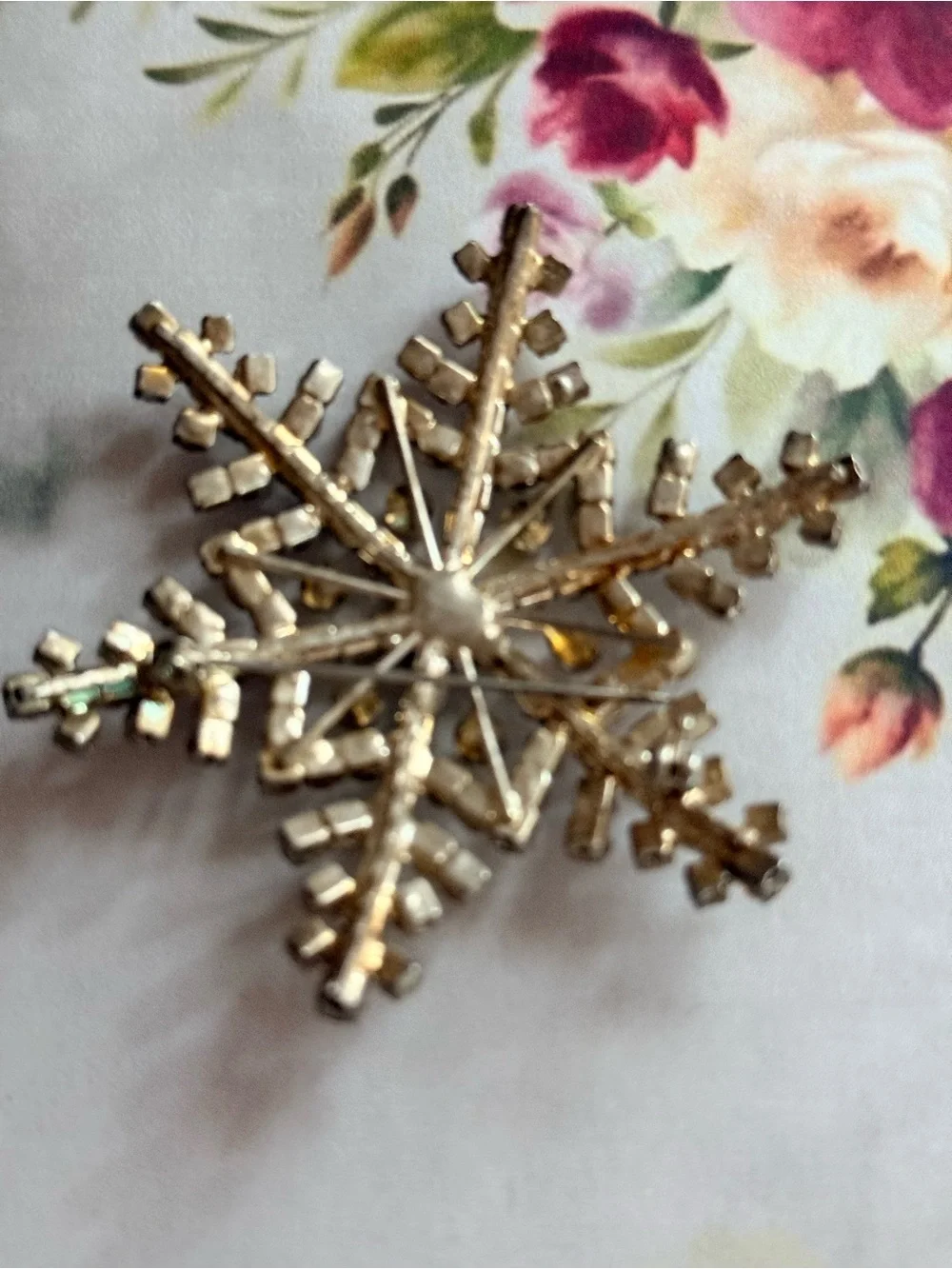 Gold Crystal Snowflake Brooch - Women Jewelry